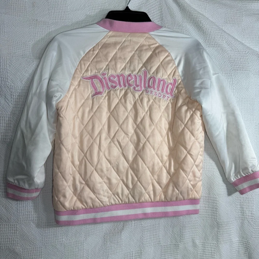 Disneyland Pink and White Quilted Kids Jacket Size‎ 9-10 Full Zip Mickey Mouse
